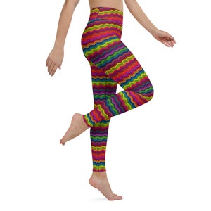 Leggings de yoga en tricot arc-en-ciel : vêtements de sport taille haute