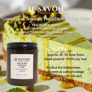 Pistage Pudding Cake Sojaljus – Gourmand – Honungsvaniljljus – Bageridoft – Handhällt