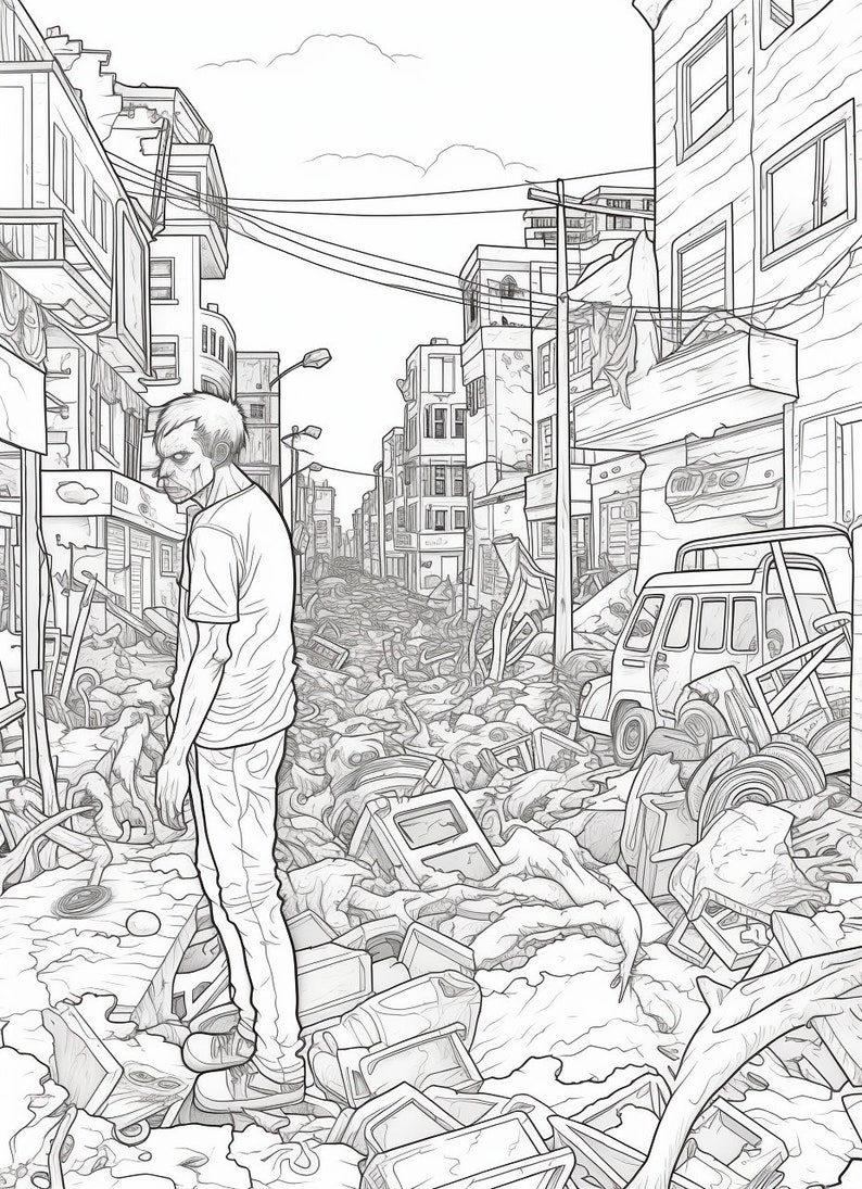 10 Zombie Apocalypse Adult Coloring Pages, Instant Download, PDF ...