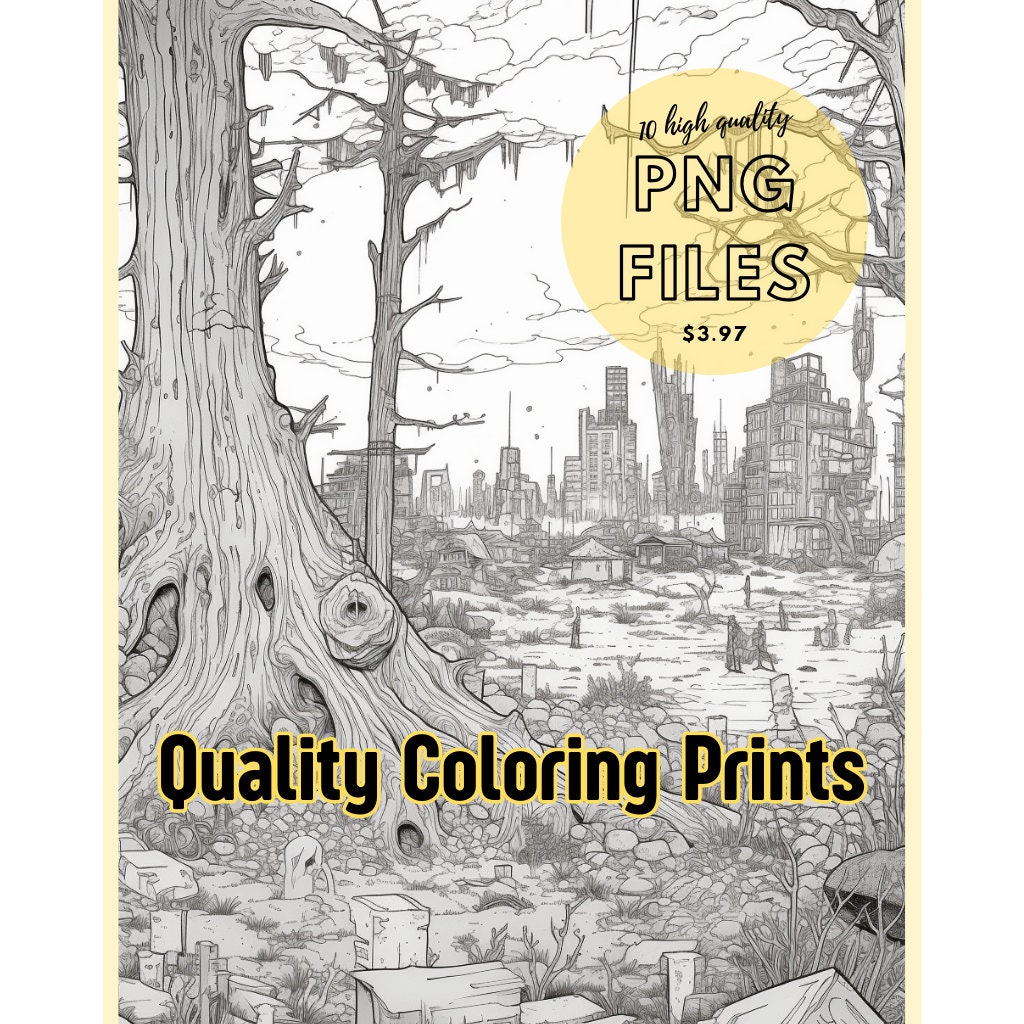 Adult Coloring Pages 10 Post Apocalyptic Coloring Pages, Adult Coloring, Coloring Pages, Coloring, Coloring Book Pages, Digital Download