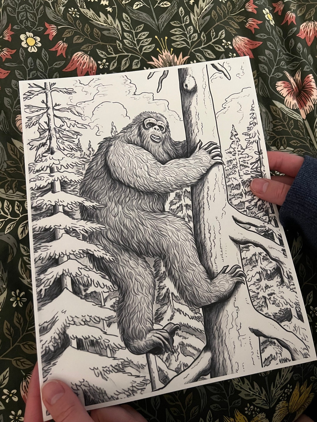 Bigfoot Sasquatch 10 Coloring Pages, Digital Download, Adult Coloring