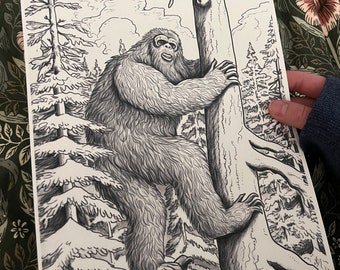 Bigfoot Sasquatch 10 Coloring Pages, Digital Download, Adult Coloring Pages, Kids Coloring Pages, Coloring Digital Download, Coloring Books