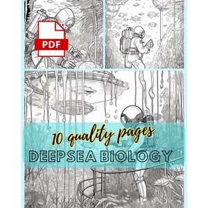 Adult Coloring Book Pages, 10 Deep-Sea Biology Adult Coloring Pages, Adult Coloring, Digital Download, Instant Download, Coloring for Adults