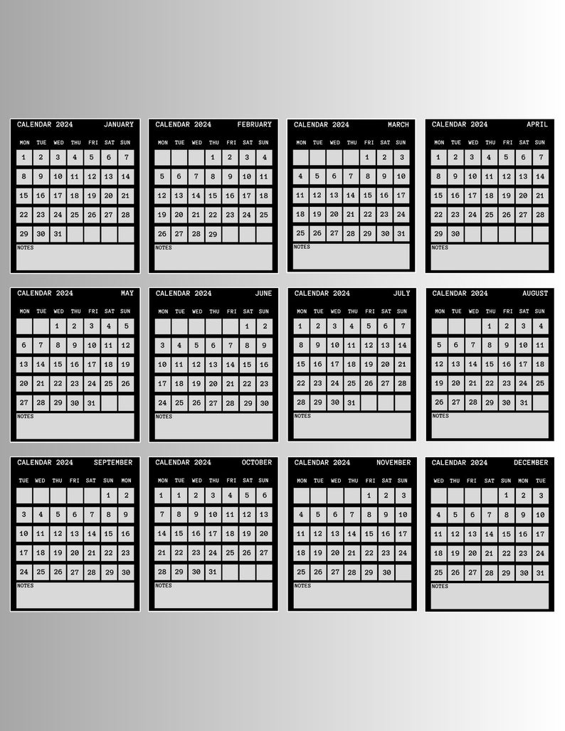 2024 calendar stickers printable calendar monthly calendar etsy
