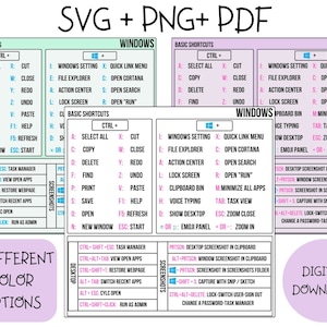 Keyboard shortcuts, keyboard,shortcuts for windows, PDF, SVG and PNG formats
