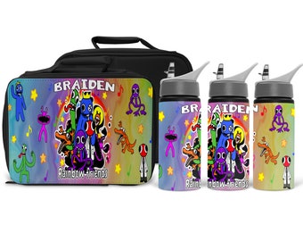 PERSONALISED RAINBOW FRIENDS Lunch bag and/or Water Bottle