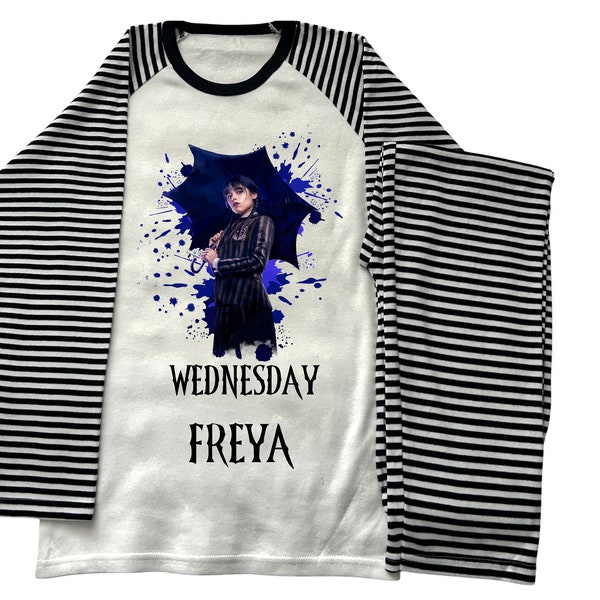 Wednesday Addams pyjamas pjs with optional personalisation