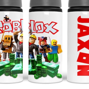 Personalised Roblox Kids Water Bottle| Aluminium metal bottle| kids personalised bottle| boys roblox bottle| water bottle with name image 2
