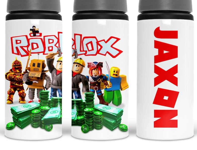 Personalised Roblox Kids Water Bottle| Aluminium metal bottle| kids personalised bottle| boys roblox bottle| water bottle with name image 2