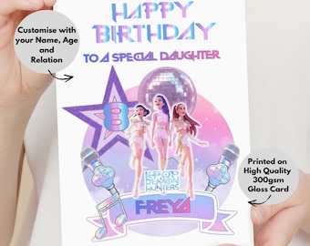 Personalised Pop Birthday Card | Custom Name, Age, Relation (A5 Gloss Card)