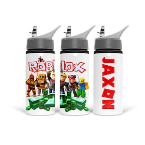 Personalised Roblox Kids Water Bottle| Aluminium metal bottle| kids personalised bottle| boys roblox bottle| water bottle with name image 1