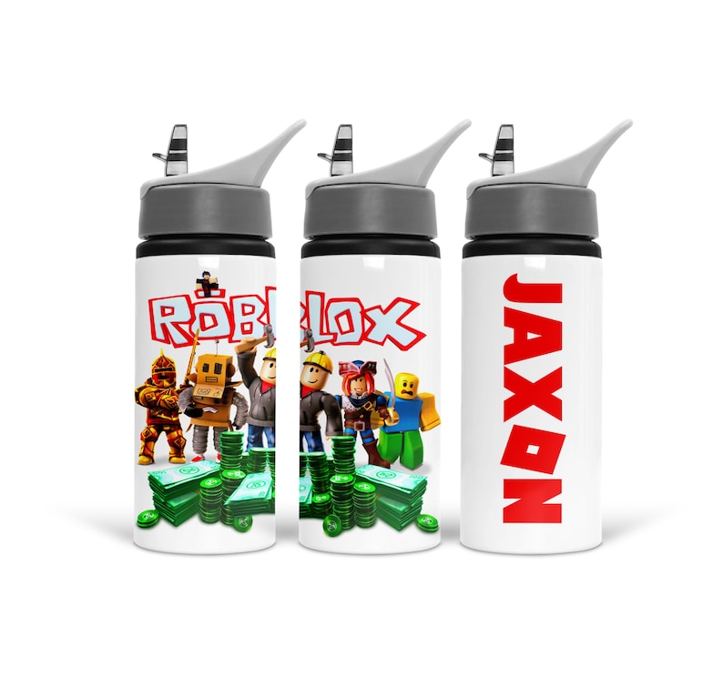 Personalised Roblox Kids Water Bottle| Aluminium metal bottle| kids personalised bottle| boys roblox bottle| water bottle with name image 1