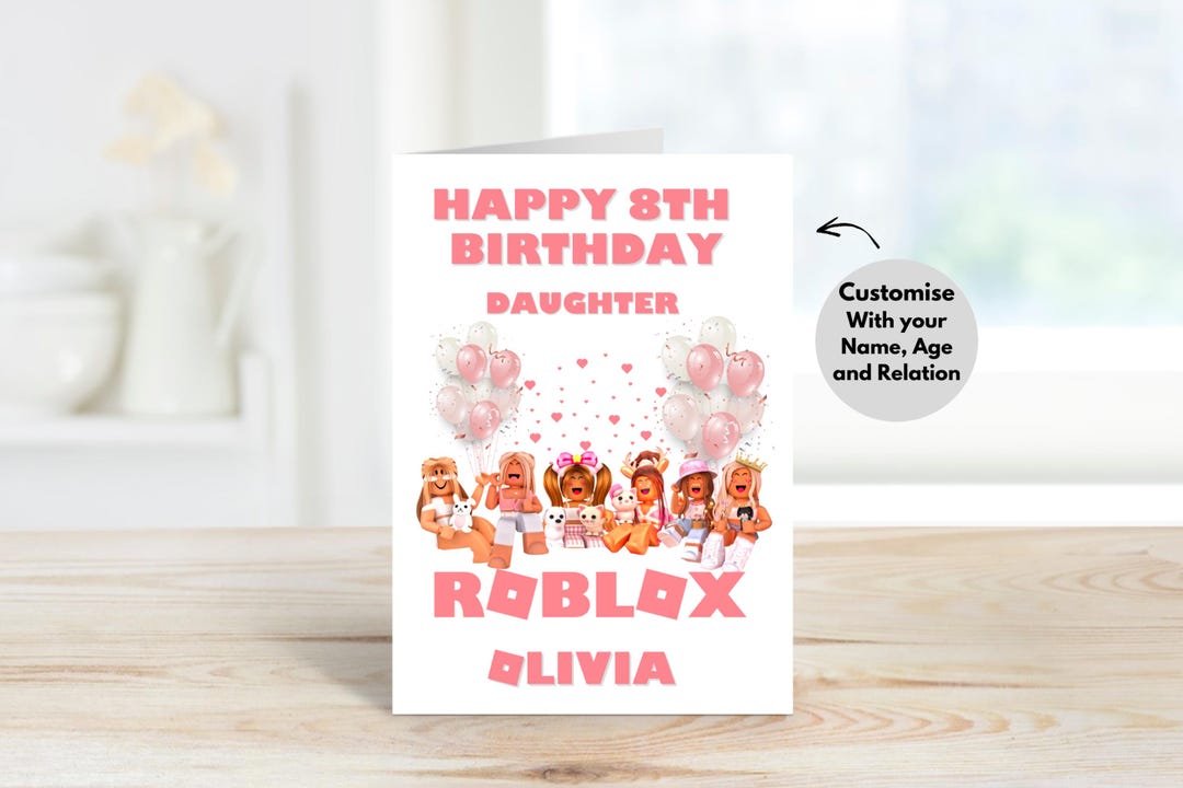 Personalized Roblox Birthday Card – Girls Roblox Theme - Etsy