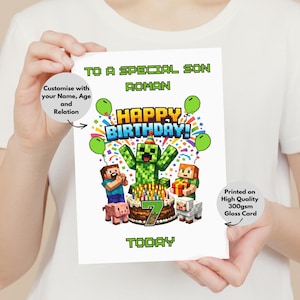 Personalised Gamer Birthday Card | Custom Name, Age, Relation (A5 Gloss Card)