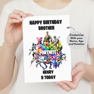 FORT GAMER BIRTHDAY Card | Personalised gamer card for son | Gamer Card for Grandson |Gamer Card for Nephew |Birthday Card with name and age