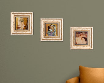 Gustav Klimt Stone Wall Decor Set, Stone Wall Hanging, Tears of Gold Wall Art, Wall Frames of Set, The Kiss Wall Design, Housewarming Gift
