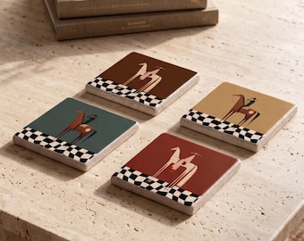 American Cowboy Horse Stone Coasters, Colored Horse Coasters, Pop Art Coasters, American Horse Coasters, Gift for Mom, Gift for Her