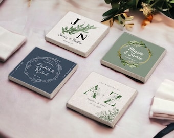 Custom Wedding Stone Coasters, Wedding Must Haves, Personalized Wedding Wood Coasters, Personalized Wedding Favors for Guests in Bulk