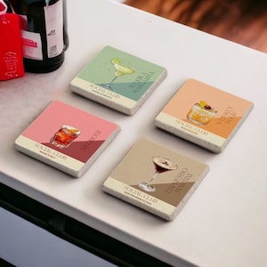 Aangepaste stenen onderzetters voor cocktail, aangepaste naam onderzetter, gepersonaliseerde onderzetters voor cocktailkunst, cocktailonderzetters, onderzetters, huwelijksgeschenken