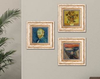Vincent Van Gogh Stone Wall Decor Set, Stone Wall Hanging, Vase with Fifteen Sunflowers, Starry Night, The Scream Edvard Munch, Livingroom