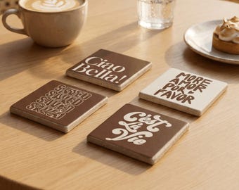 Pop Art Stone Coasters, More Amor Por Favor Coasters, Wood Coasters, Love Coaster, Gift for Mom, Valentines Day, Gift for Her, Gift for Love