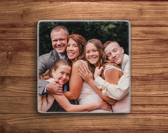 Photo Personalized Tumbled Stone Coaster Set for Family, Personalized Coaster with Text, Personalized Gift, Gift for Newlyweds, Couples Gift