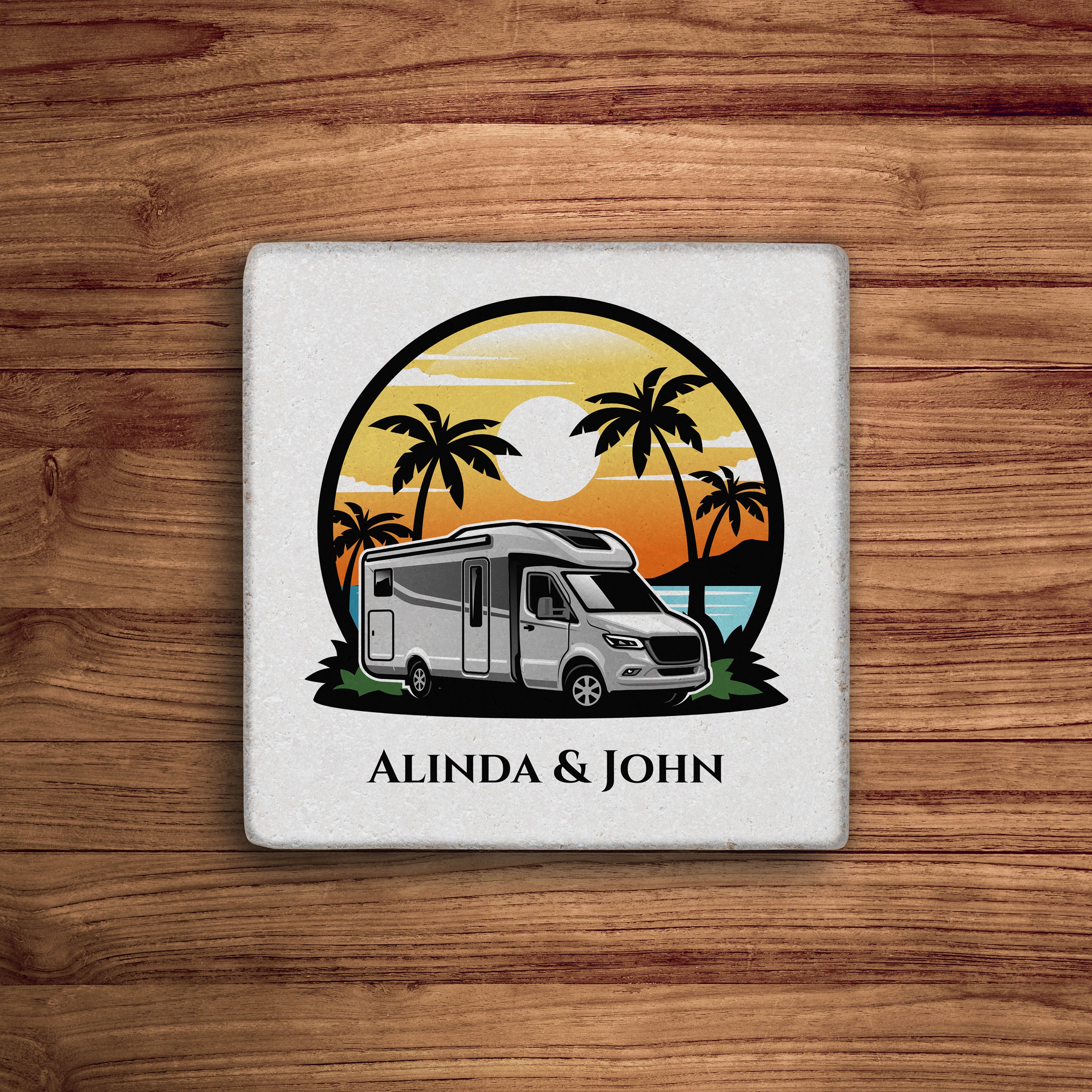 Custom Campervan Stone Coasters, Caravan Coasters Set, Campervan Gifts ...