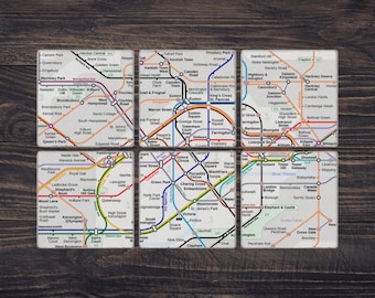 Posavasos de piedra del metro de Londres, posavasos con mapa del metro de Londres, metro de Londres personalizado, mapa del metro, regalo para ella, regalo de inauguración de la casa