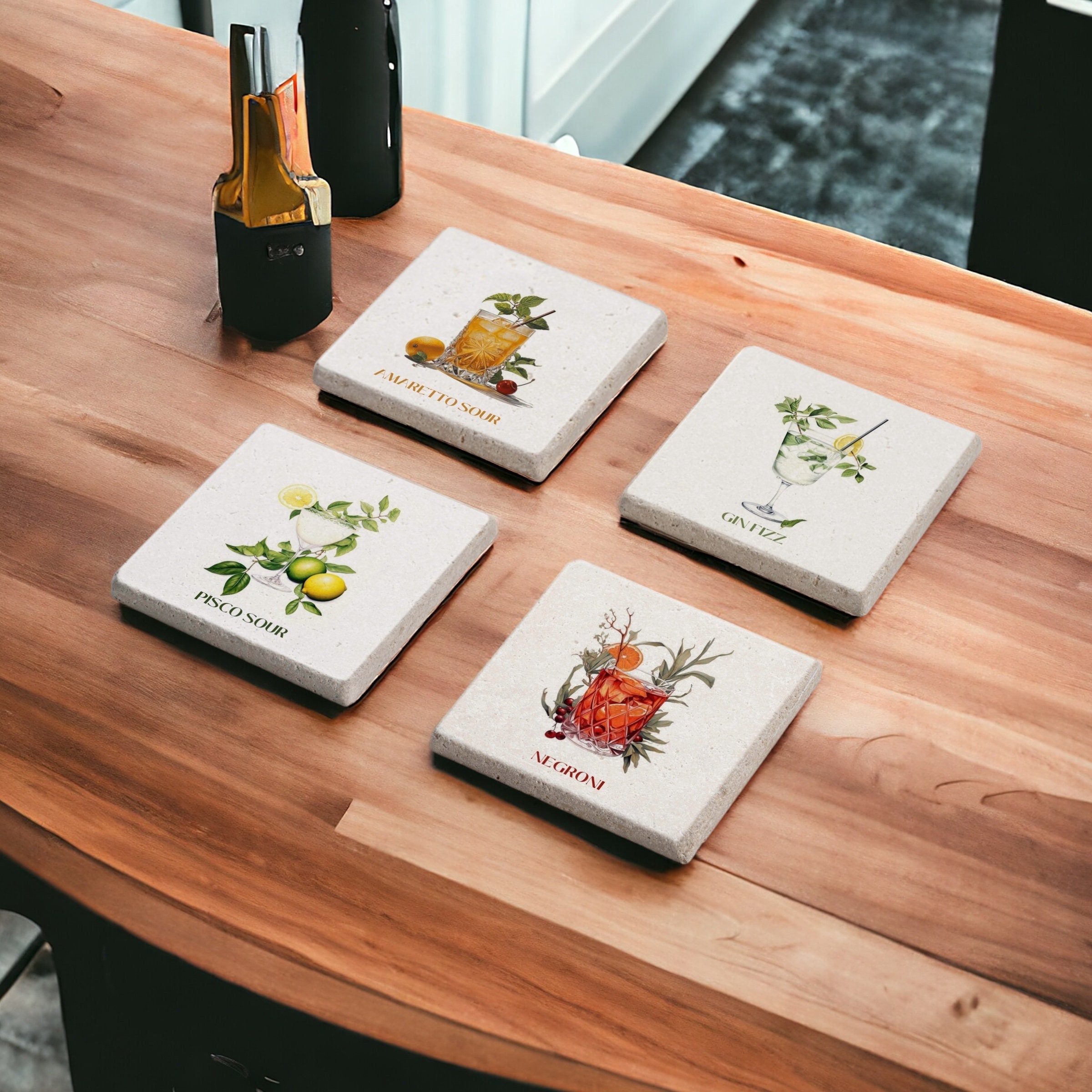Drink Cocktails Stone Coasters, Cocktails Art, Cocktail Recipe Coaster, Backyard Party, Beverage Coasters, Wedding, Anniversary, Bar Coaster