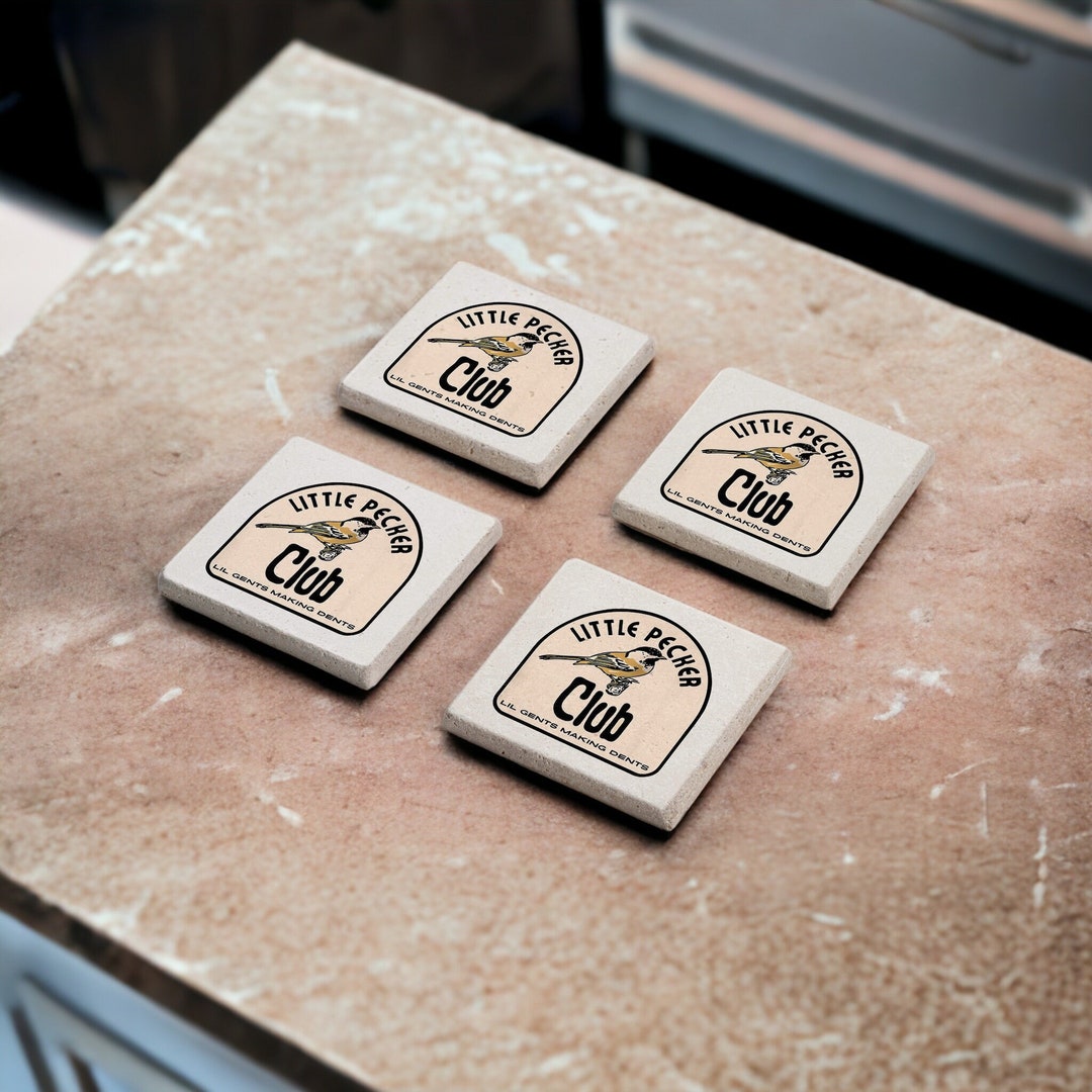 Little Peckers Club Stone Coaster Set Lil Gents Making Dents Etsy