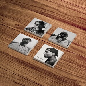 Tupac Shakur Stone Coasters, 2pac Drink Coasters, Rap Coasters, Tupac ...