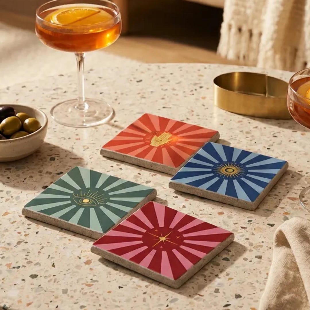 Hamsa Hand Stone Coasters, Evil Eye Coasters, Hand of Fatima Coasters ...