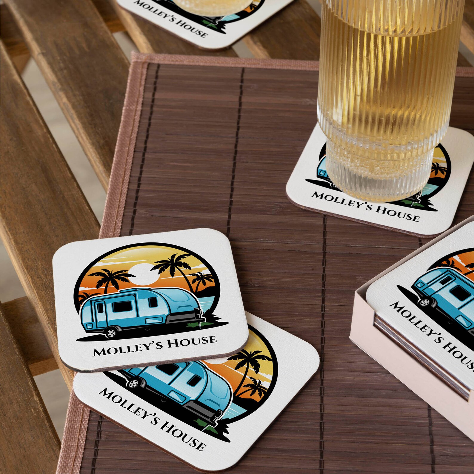 Custom Campervan Stone Coasters, Caravan Coasters Set, Campervan Gifts ...