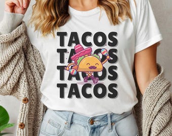 Camiseta gráfica para amantes de los tacos, camiseta retro de tacos, camiseta unisex divertida para amantes de la comida mexicana, camiseta ligera