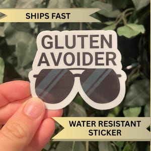 Gluten Avoider Sticker, Gift idea for celiac disease diagnosis, Gluten Free Sunglasses Security Decal, Gluten-free lifestyle sticker