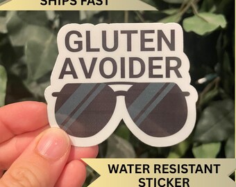 Gluten Avoider Sticker, Gift idea for celiac disease diagnosis, Gluten Free Sunglasses Security Decal, Gluten-free lifestyle sticker