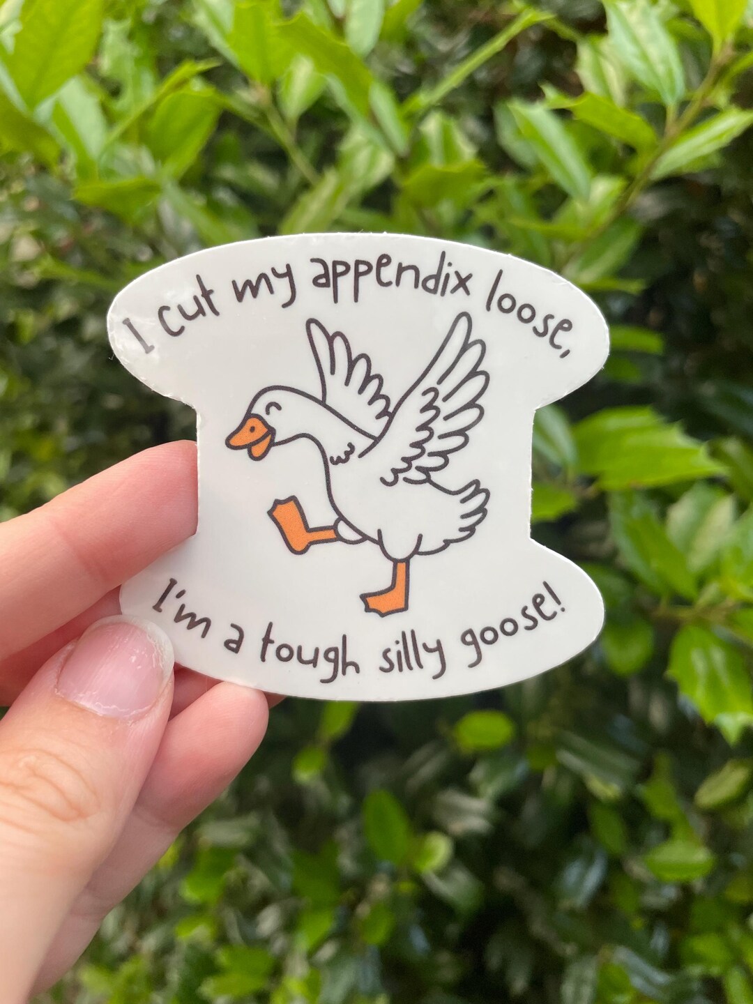 Appendix Silly Goose Water Resistant Sticker, Handmade Appendectomy ...