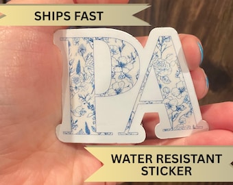 Floral Blue Toile PA Sticker, Physician Assistant Laptop Decal, Graduation Gift Idea for PA Student, Allied Health Appreciation Week Present