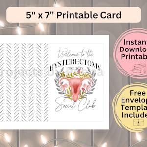 Hystérectomie Carte à téléchargement immédiat Litige des trompes Chirurgie Téléchargement numérique Carte Bon rétablissement Impression instantanée Cadeau intérieur vierge Récupération