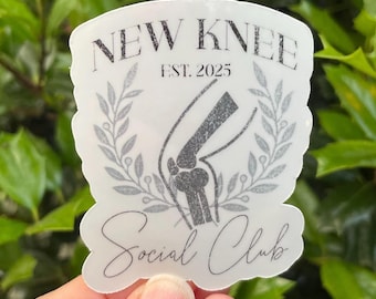 Knee Replacement Social Club Sticker, Funny Knee Joint Surgery Present, New Knee Club Surgery Humor Laptop Cling, Knee arthroplasty Decal