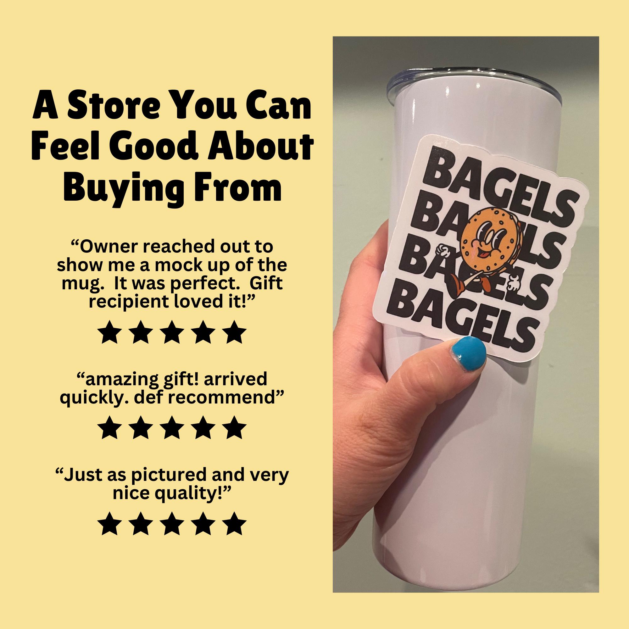 Bagel Sticker Design Retro Bagel Sticker, New York Bagel Decal, Bagel Lover Gift Idea ...