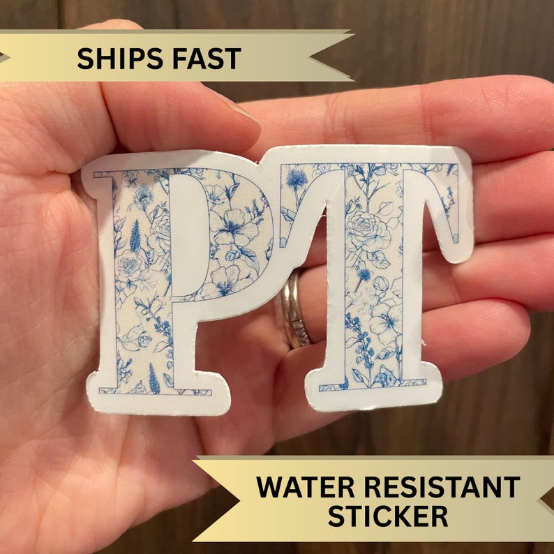 Floral Blue Toile PT Sticker, Physical Therapist Laptop Decal ...
