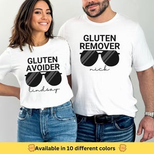 T-shirt personnalisé sans gluten pour couple, lunettes de sécurité, t-shirt sans gluten sans gluten, drôle de petit ami, petite amie, t-shirts assortis