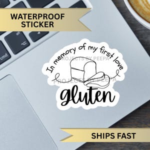 Holographic Gluten Free Sticker, Gag gift idea for celiac disease diagnosis, In memory of eating bread decal, Gluten-free lifestyle sticker