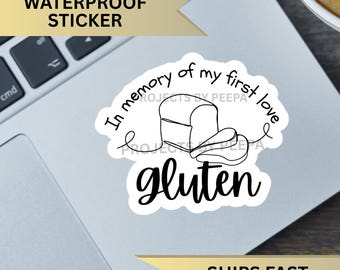 Holographic Gluten Free Sticker, Gag gift idea for celiac disease diagnosis, In memory of eating bread decal, Gluten-free lifestyle sticker