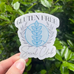 Gluten Free Social Club Sticker, Gag gift idea for celiac disease diagnosis, GF No Wheat Life Decal, Gluten-free lifestyle sticker