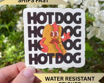 Retro Hot Dog Sticker, Smiling Hotdog Decal, Funny Thumbs up