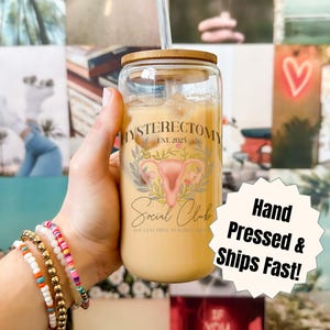 Funny Hysterectomy Social Club Glass Humor Sarcastic Baby-Free Pun Coffee Cup Gag gift idea tumbler Witty tubes tied gift recovery surgery