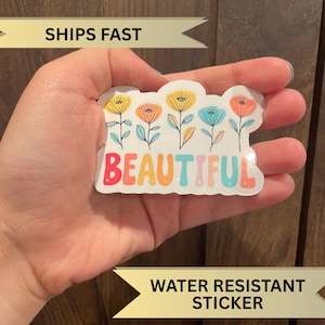 Regenbogen Wildblumen Aufkleber, Positive Affirmation Laptop Aufkleber, Niedliche Natur Telefonaufkleber, Geschenkidee Nur so