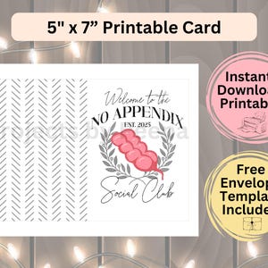 Blinddarm-Entfernung Knebel Geschenkidee Download Karte Personalisierte Lustige Chirurgie Blinddarmentzündung Gegenwart Humor Druckbare Appendektomie